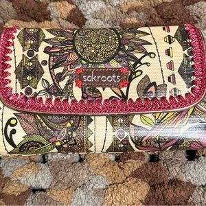 Sakroots Floral Pattern Wallet with Red Accents